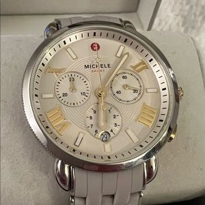 Michele Sporty Sport Sail Two Tone Cream Watch Silicone Bracelet - 38mm